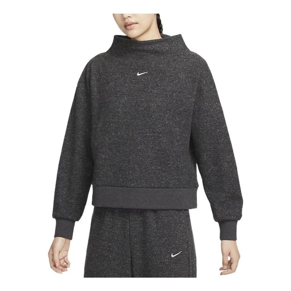 Nike Women's Charcoal Gray Therma Fit Mock Neck Training Sweatshirt Top, Medium